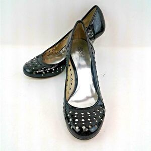 Michael Kors Womens Black 2.75 Heels With Cut-outs and Silver Studs Size 7M